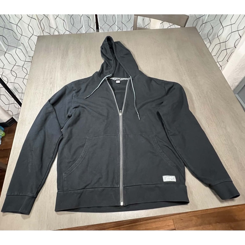 Eddie Bauer Mens Black Full Zip Hoodie Fleece Lined Sweatshirt Size M